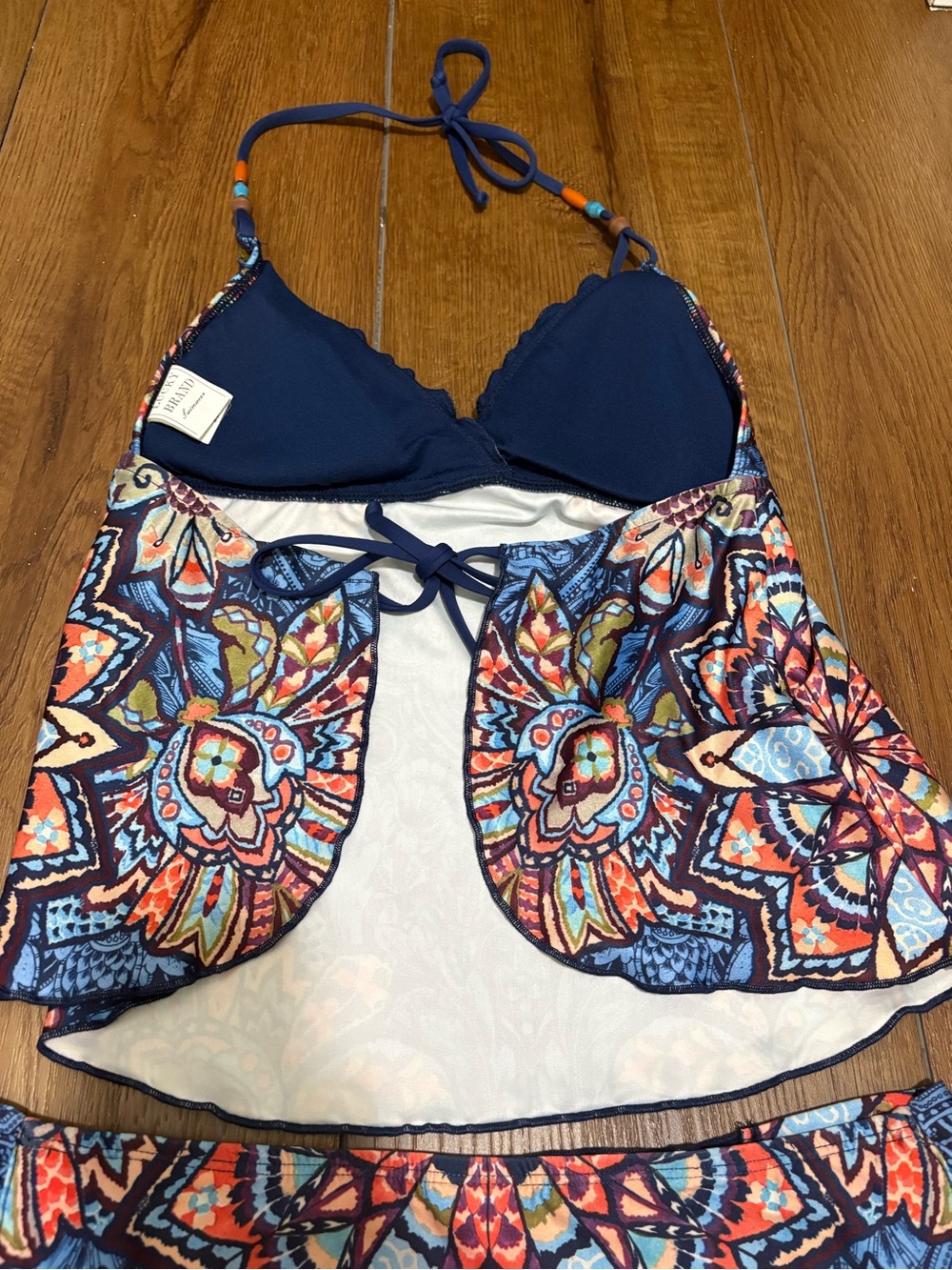 Lucky Brand Tankini Swimsuit Set Medium Boho Paisley Print 2 Piece - Picture 10 of 10